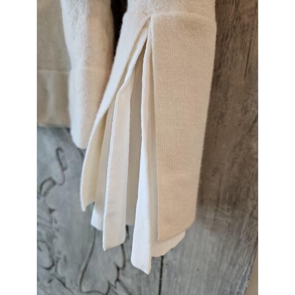 The Fold Merino Wool Blend Cream Ivory Sweater Blouse Size M Medium - Picture 4 of 8